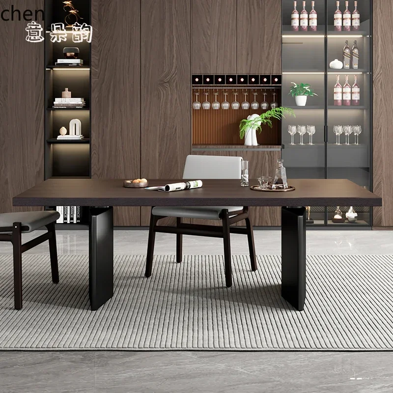 y8- high-end new dining table minimalist restaurant household smoked wood simple eating table