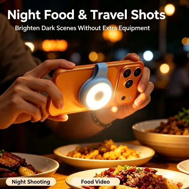 LED Clip-On Phone Video Light, Magnetic Selfie Fill Lamp with 3 Lighting Modes for Photography Vlog