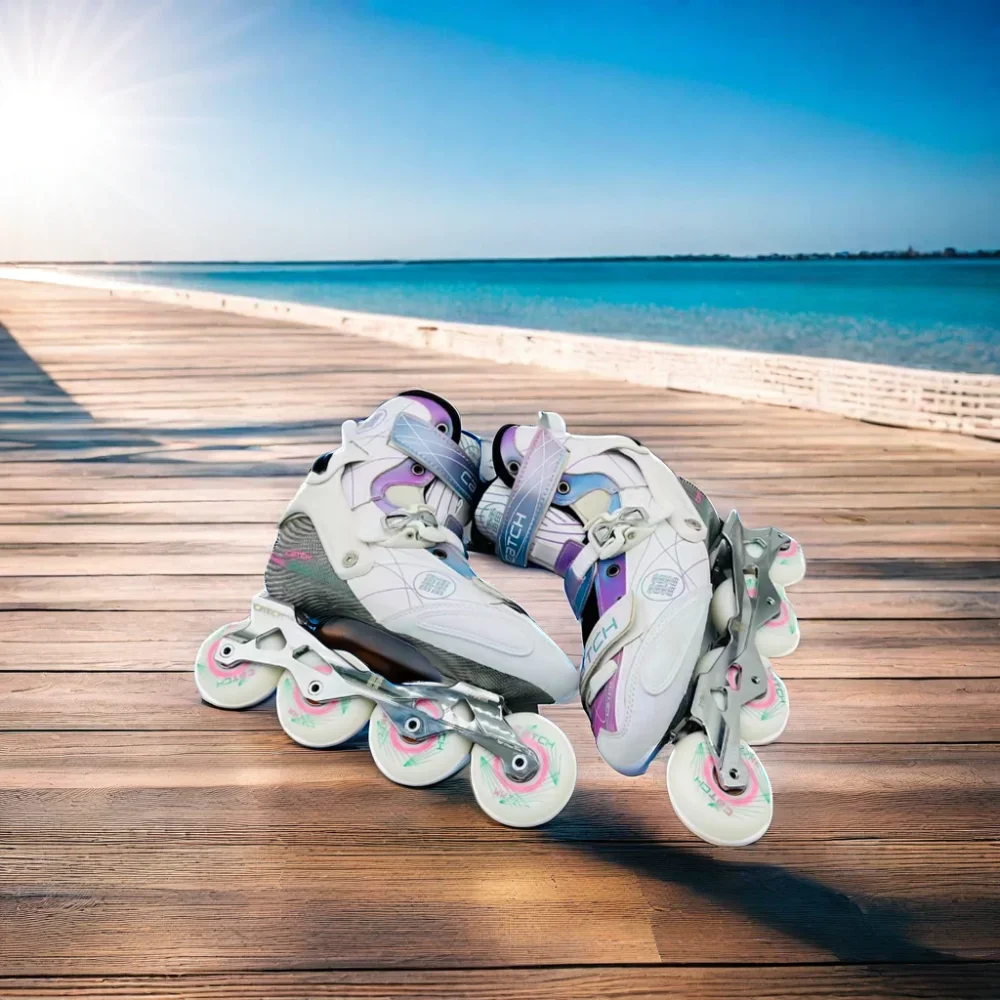 High-End Carbon Fiber Freestyle Inline Skates Advanced Flashing Roller for Children and Adults