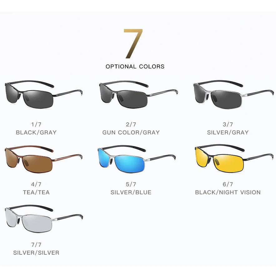 VCKA الاستقطاب قصر النظر النظارات الشمسية مربع الألومنيوم والمغنيسيوم وصفة طبية الرجال النساء البصريات سائق القيادة -0.50 إلى -6.0