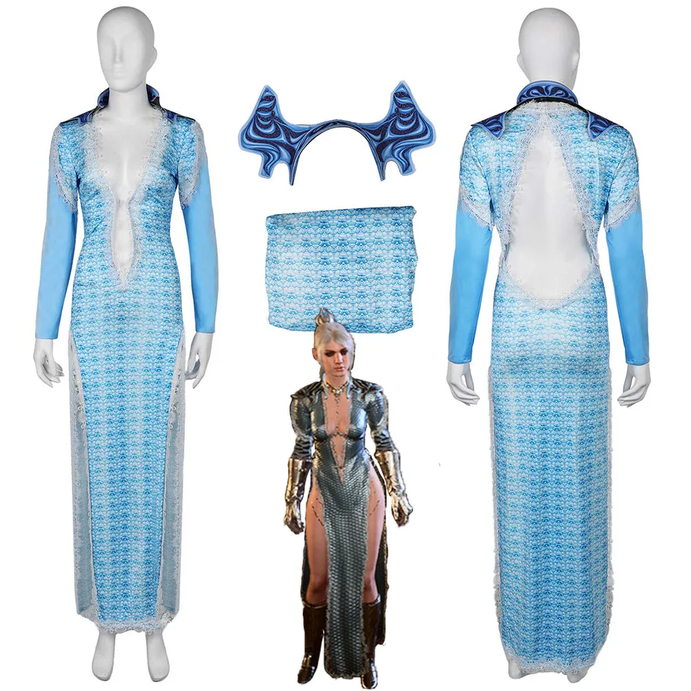 Game Baldurs Cos Gate Shadowheart Cosplay Wavemothes Robe Costume Adult Women Roleplay Fantasia Halloween Party Disguise Dress