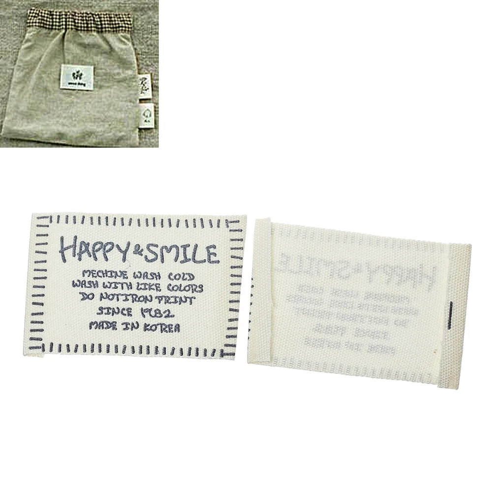 DoreenBeads Cotton Woven Printed Garment Labels Tags DIY Scrapbooking Craft Rectangle Green Coat Bag Sewing Crafts, 10-200PCs