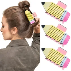 Novelty Creative Pencil Hair Claw Clips Women Acrylic Ponytail Shark Clips Hair Catches Strong Hold Hair Accessories DIY Gifts