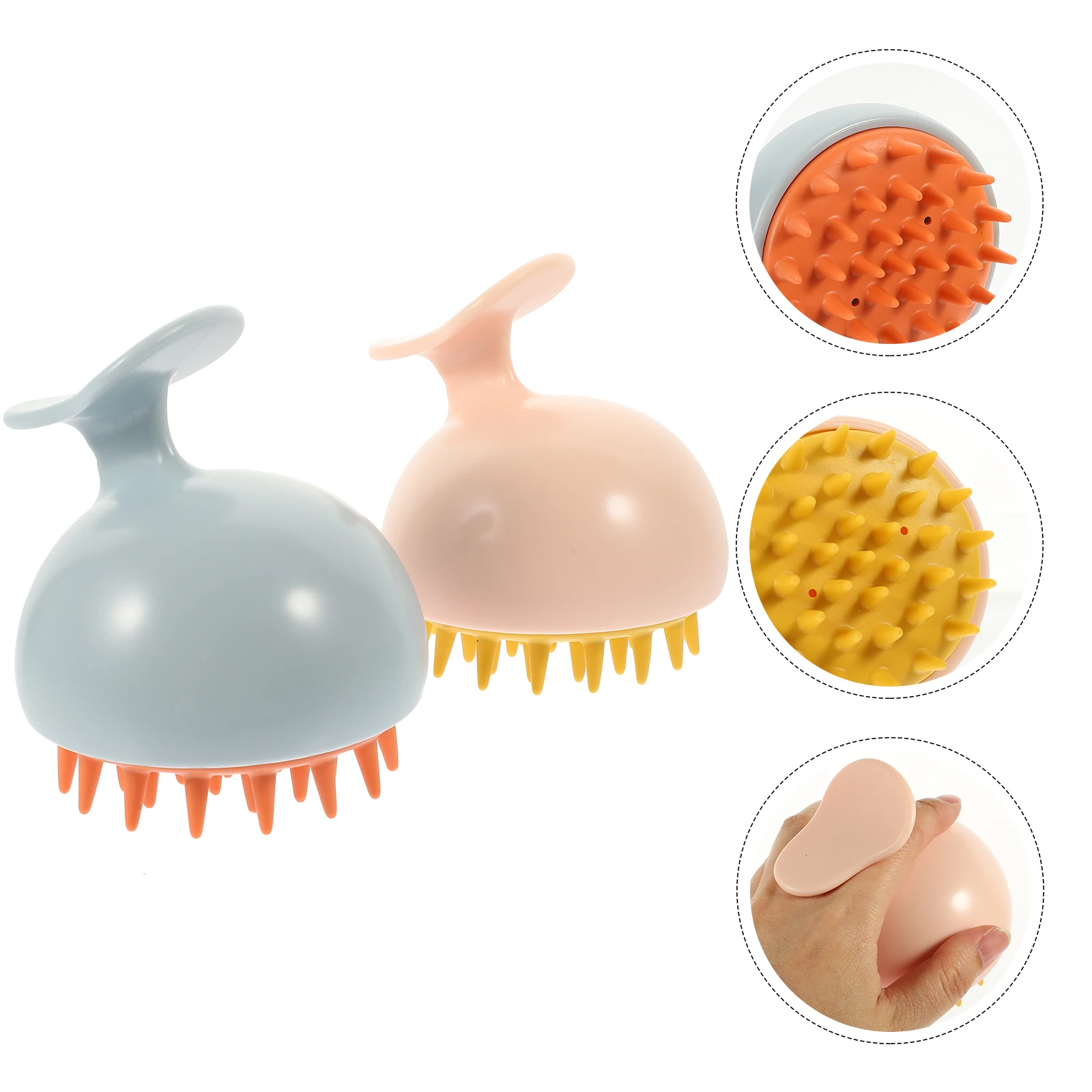 

2pcs Silicone Shampoo Massage Brush Compact Scalp Travel Exfoliator Wear-resistant Soft Head Cleaning Tool for All Hair Types