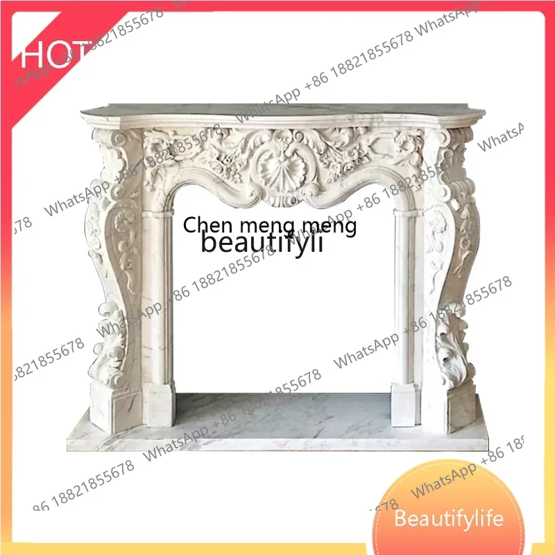 

xz1European-Style Marble Sculpture Living Room White Marble Fireplace Idyllic Decoration Stone Carving White Stone Home Decorati