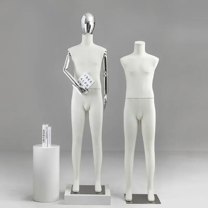 Full Body Mannequin Male Dummy Model for Clothing Store Display Cloth Covered Half Body Doll with Platform Shelf Props