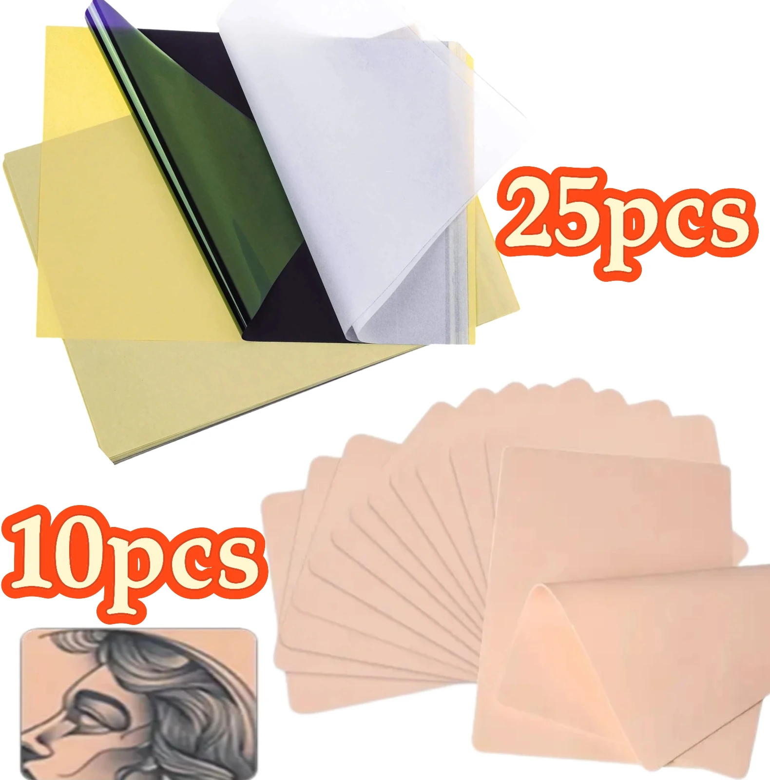 

New Tattoo 35 Piece Set Tattoo Practice Skin and Tattoo Transfer Paper Set Double Sided Fake Belt Template Paper Set Permanent