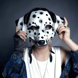 Cosplay Dalmatian Mask Half-face Animal Mask Halloween Rave Carnival Dance Party Role Playing Prop Pet Pug Adult Masquerade Mask