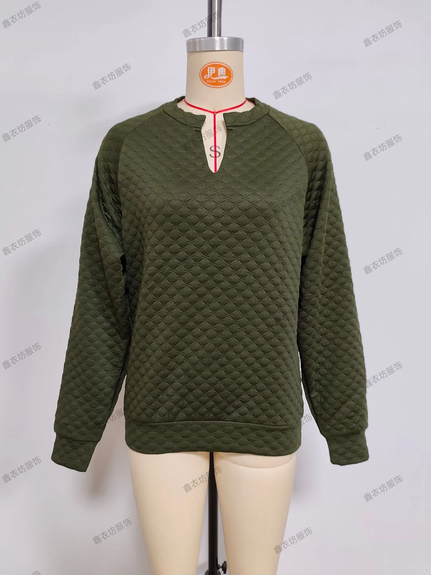 Casual Patchwork Slim Fit Hoodie with Regular Sleeve Elegant Commuter Mid Length Pullover Autumn Long Sleeve V Neck Women Hoodie