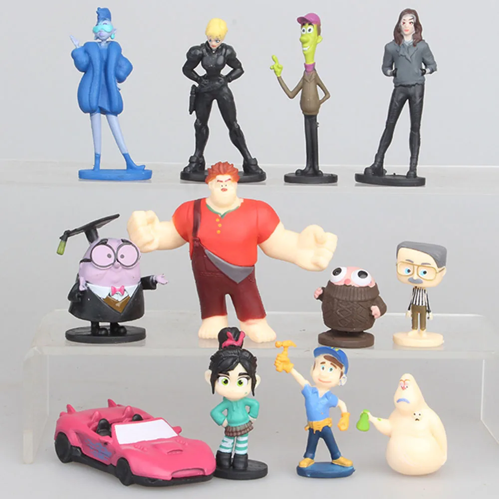 Figuras de acción de dibujos animados de Pvc para niños, juguetes de Anime, Mini modelo de muñeca, accesorios de regalo de cumpleaños, Wreck-It Ralph, 12 piezas por lote