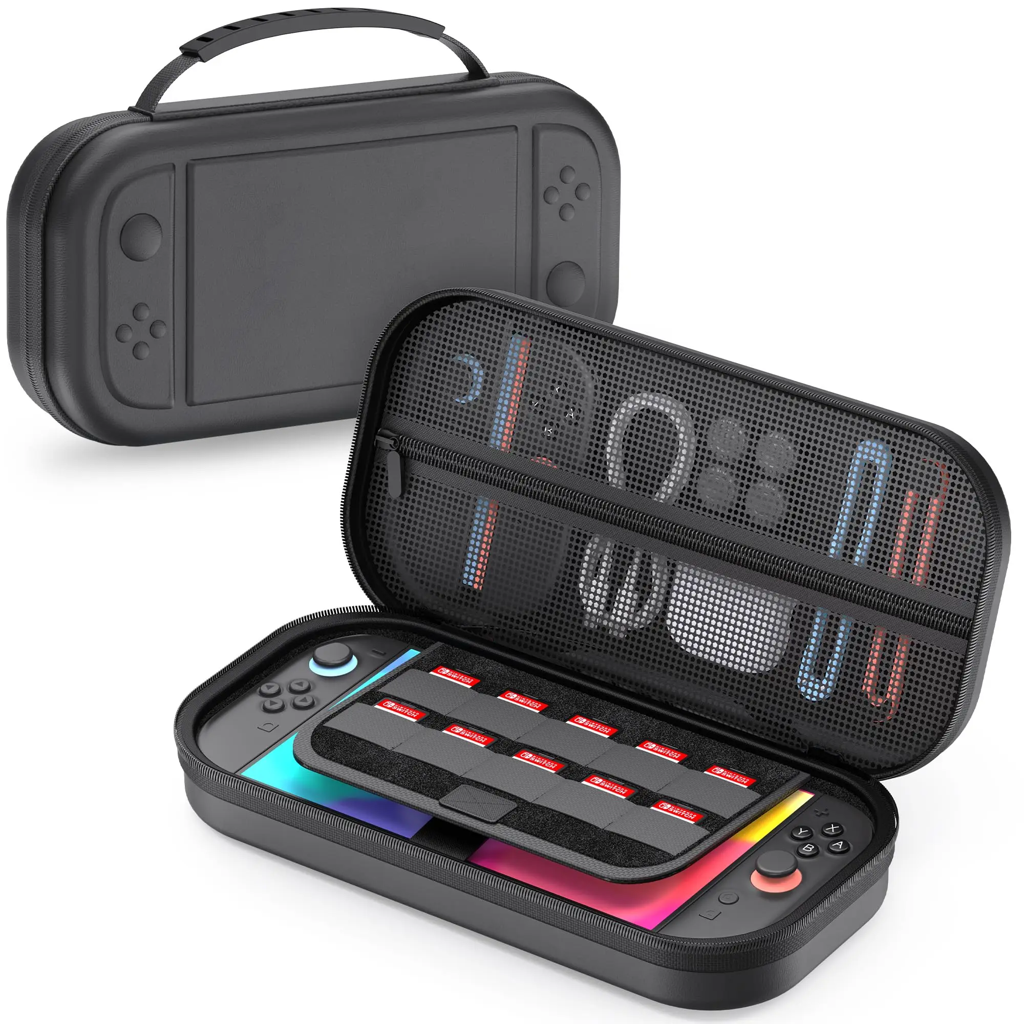 Estojo Slim para Nintendo Switch 2 (2025) Bolsa de Viagem Dura em PU Portátil com Bolsos para Acessórios e Cartões de Jogo