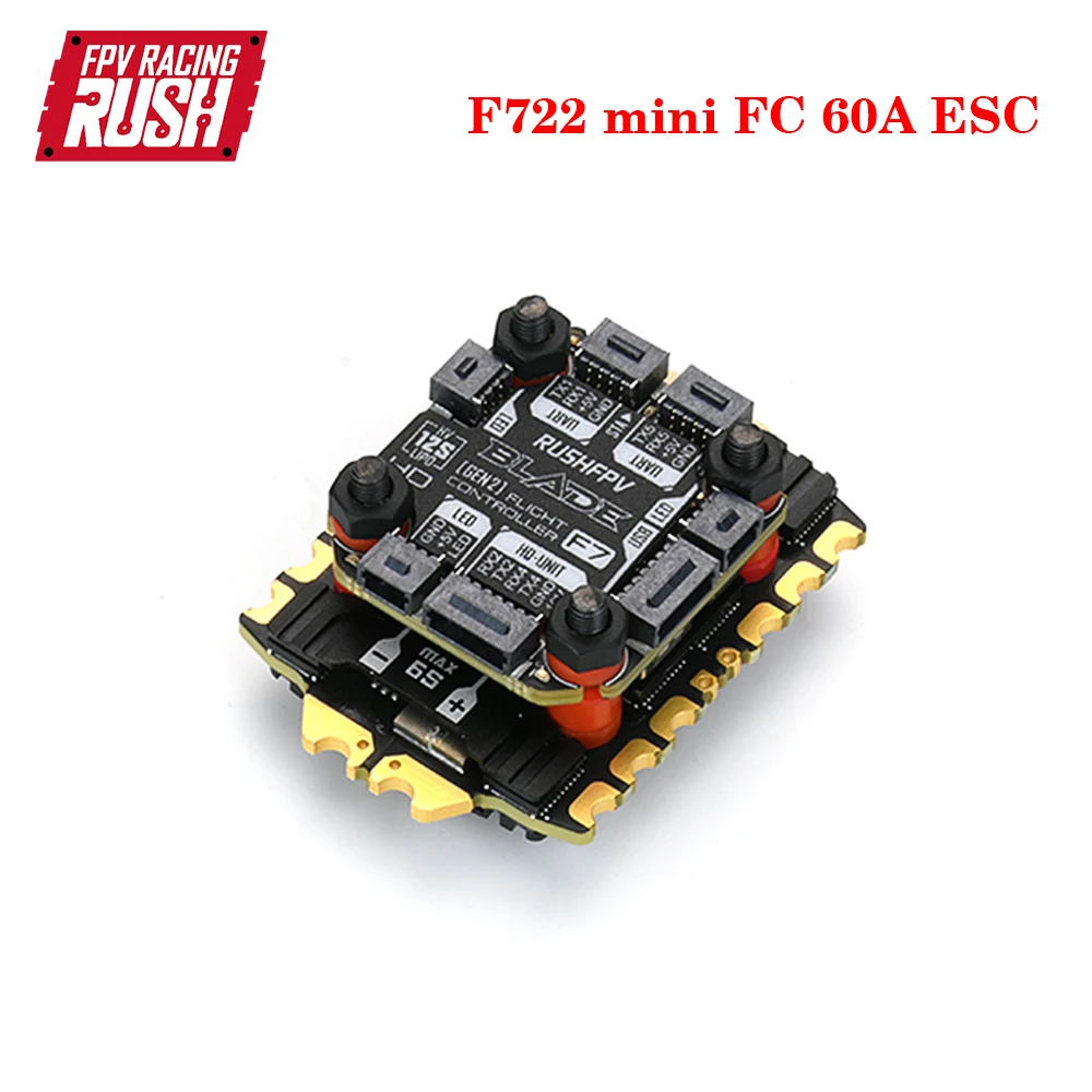 RUSHFPV RUSH BLADE F722 mini Flight Controller Analog / Digital W/ BLHeli_32 4in1 60A ESC Stack 20x20mm for RC FPV Racing Drone