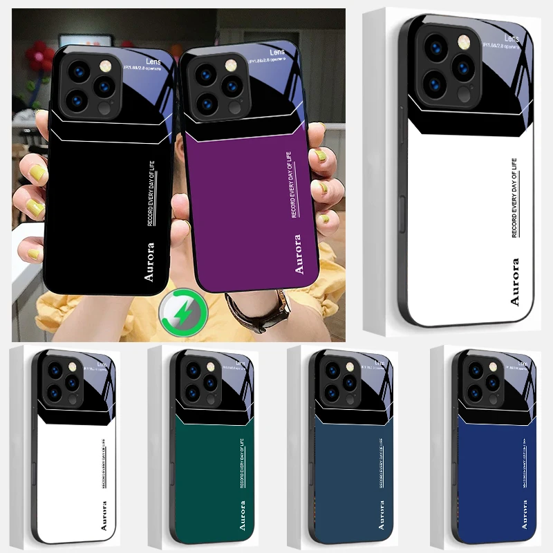 

Artistic Geometry Style Suitable For iPhone 16E 17 Pro Max 15 Pro 14 13 Plus 12 mini 11 16 Air 17Pro magnetism Glass Phone Case