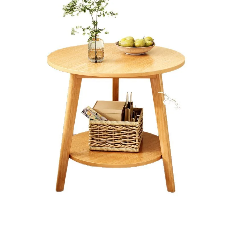 

Coffee table living room household small apartment double-layer round table rental room side table