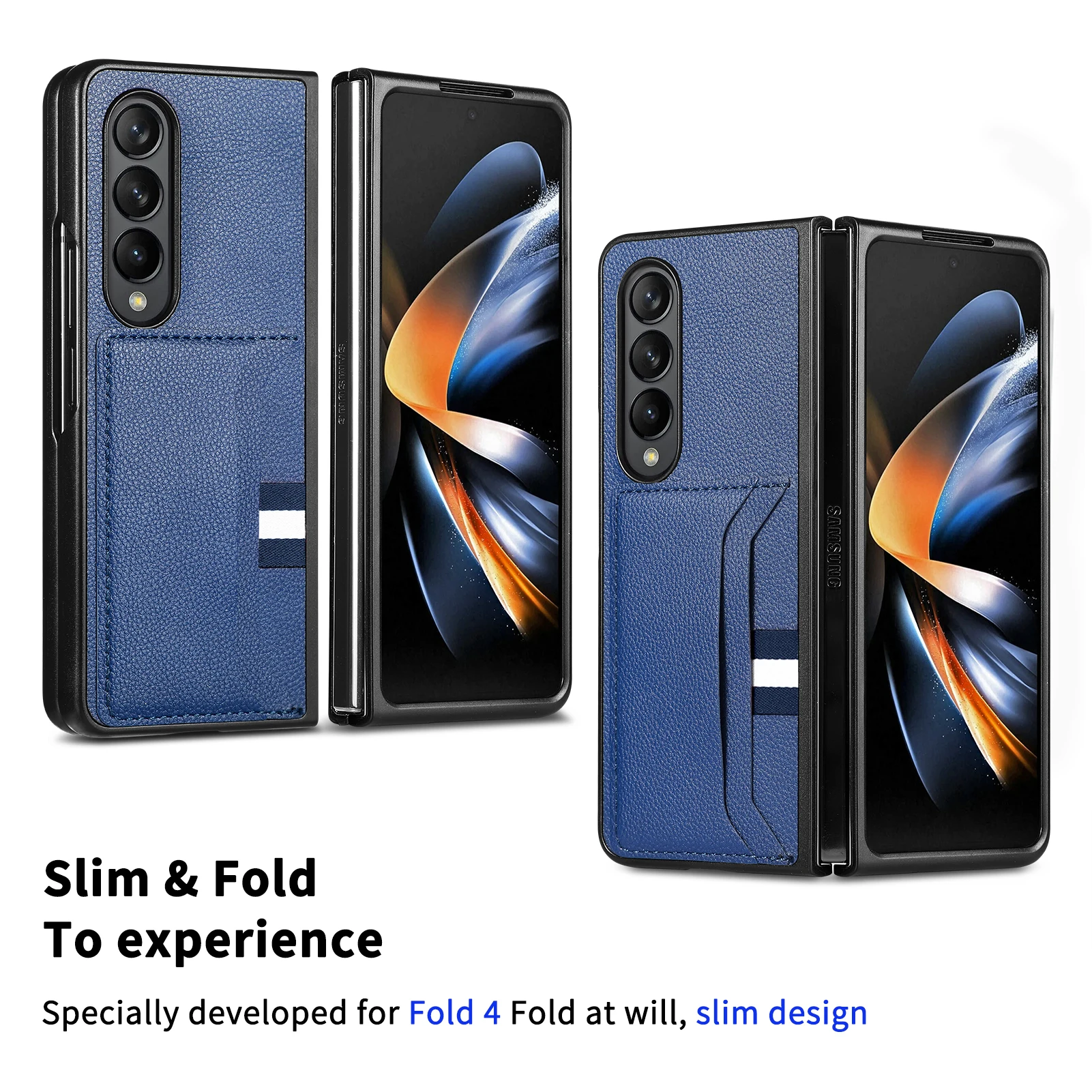 Drop Protection Precise Cutout Folding Case for Samsung Galaxy Z Fold 4 Fold4 Fold3 Fold2 Fold 2 3 5G Card Slot Phone Bag Coque