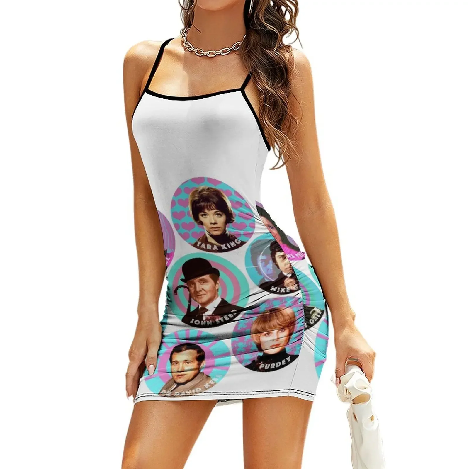 

JOHN STEED & HIS AVENGING AGENTS 1960s Spy-fi POP ART Sling Dress Woman dresses dress for women Women's summer suit Dress