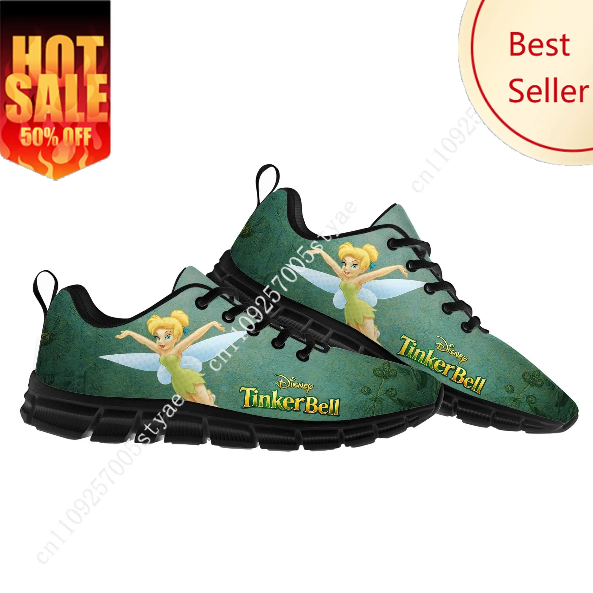 

Tinker Bell Sports Shoes Disney Cartoon Decorate Sneakers Design Your Photo Logo Text Party Holiday Gifts Custom Shoe