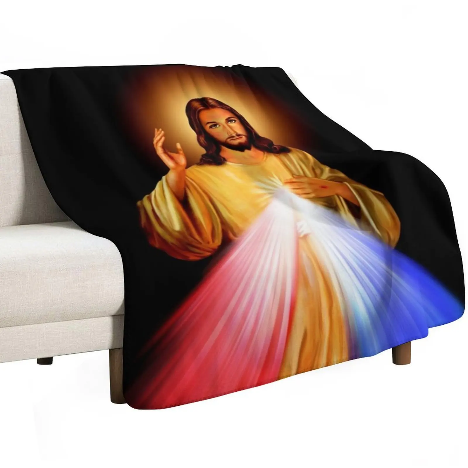 The Divine Mercy, Jesus I trust in You, Saint Faustina, Divine Mercy Throw Blanket Warm Comfortable Blanket for Office Napping