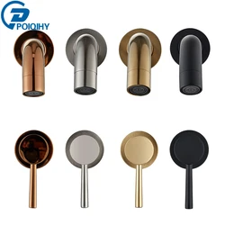 Golden Basin Faucet Bathroom Mixer Sink Tap Wall Mounted Hot Cold Water Tap Single Handle Rotating Spout Bathroom Faucet