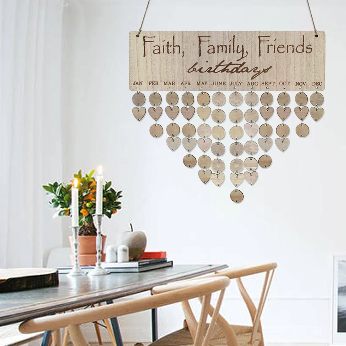 

Wooden Birthday Calendar Plaque Nordic Style DIY Reminder Board Family Friends Anniversary Hanging Decor Home Wall Calendar