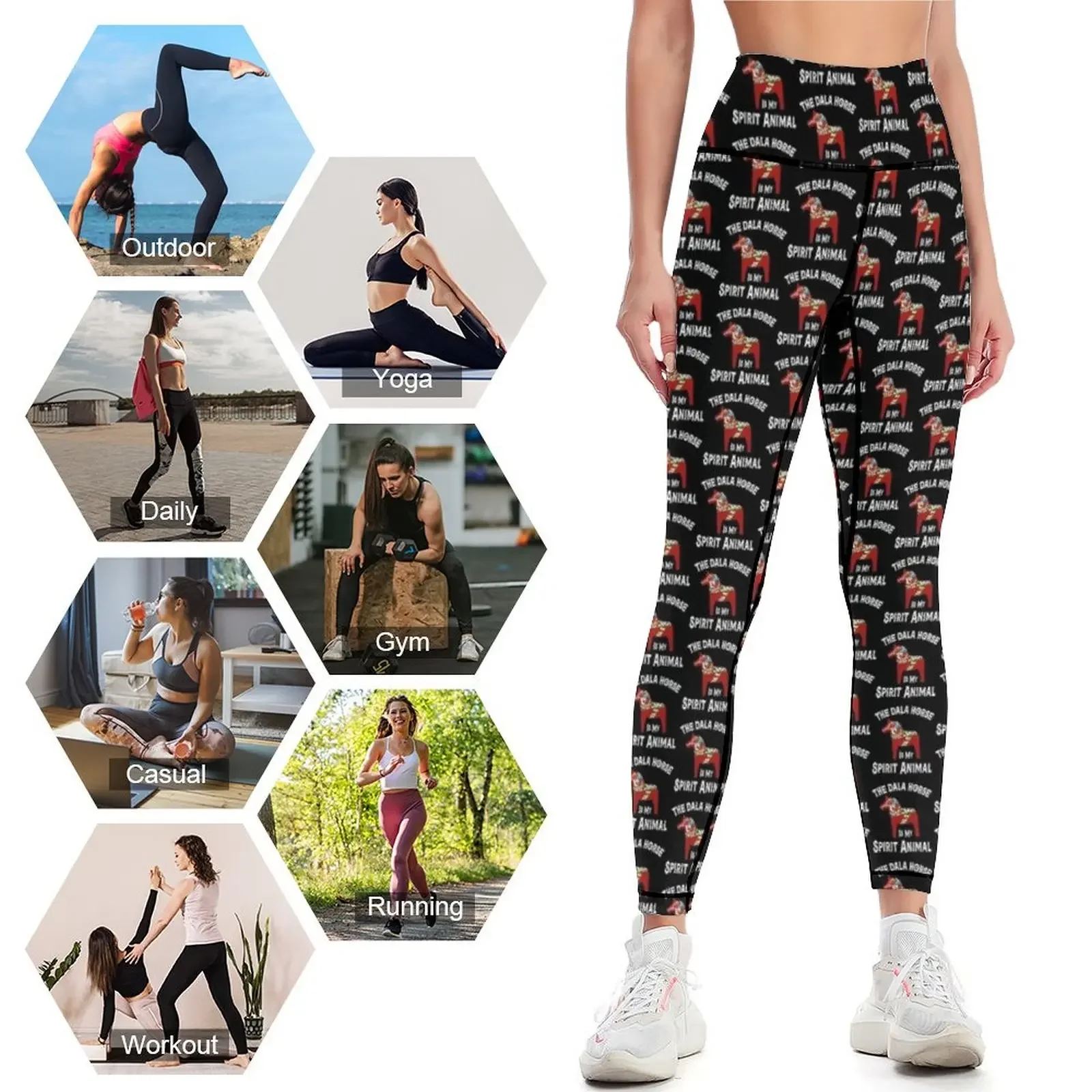The Dala Horse is my Spirit Animal Funny Swedish Dalahost Leggings sports woman gym Women's tights Fitness woman Womens Leggings #4