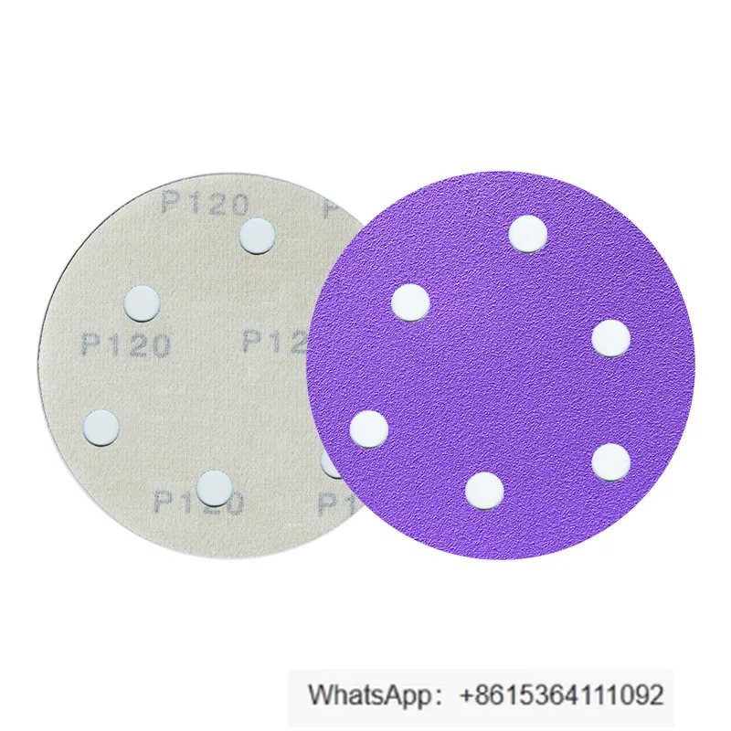 

PC73 ceramic purple sand 5 inch 6 hole car dry sanding paper 125MM 100 pieces