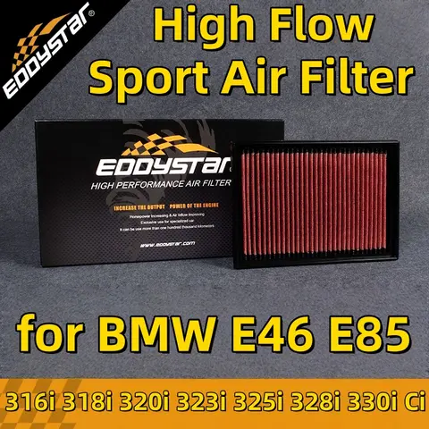 High Flow Sport Air Filter for BMW E46 316i 318i 320i 323i 325i 328i 330i Ci M3 CSL Z4M E85 2.2i Washable Racing Intake Filters