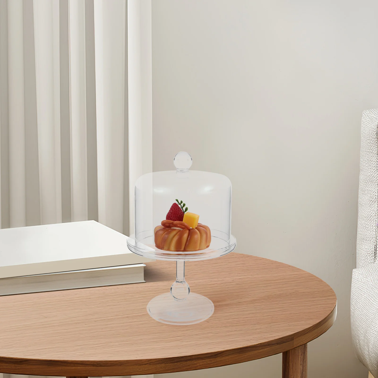 

Cake Display Stand with Glass Dome Clear Pedestal Dessert Holder for Kitchen Party Buffet Serving Table Decoration