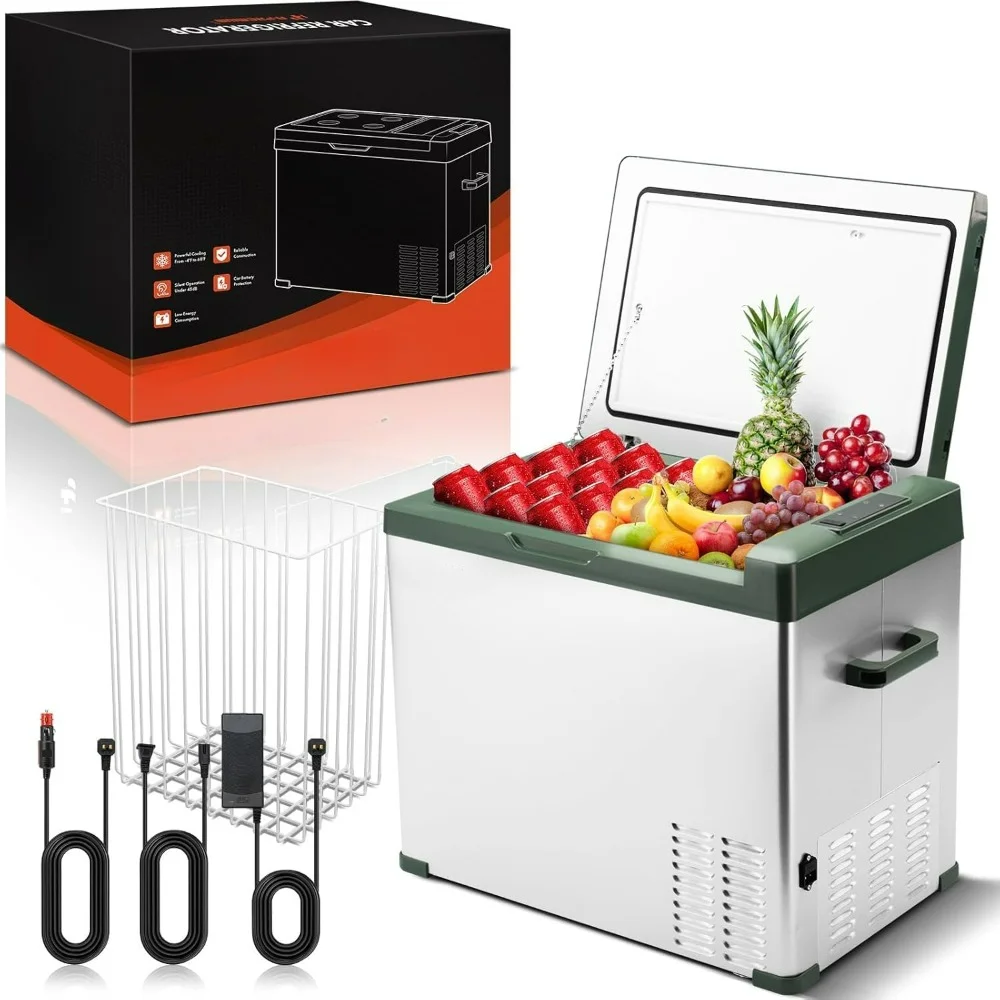 

47QT/44.7L Portable Car Fridge Refrigerator Cooler, -4°F~68°F Fast Cooling with 12/24V DC & 110-240V AC ,free delivery