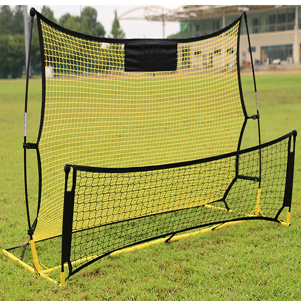 Soccer Trainer, 2-IN-1 Portable Soccer Rebounder Net, Iron Soccer Practice Equipment for Team Solo Training, Passing, Volley