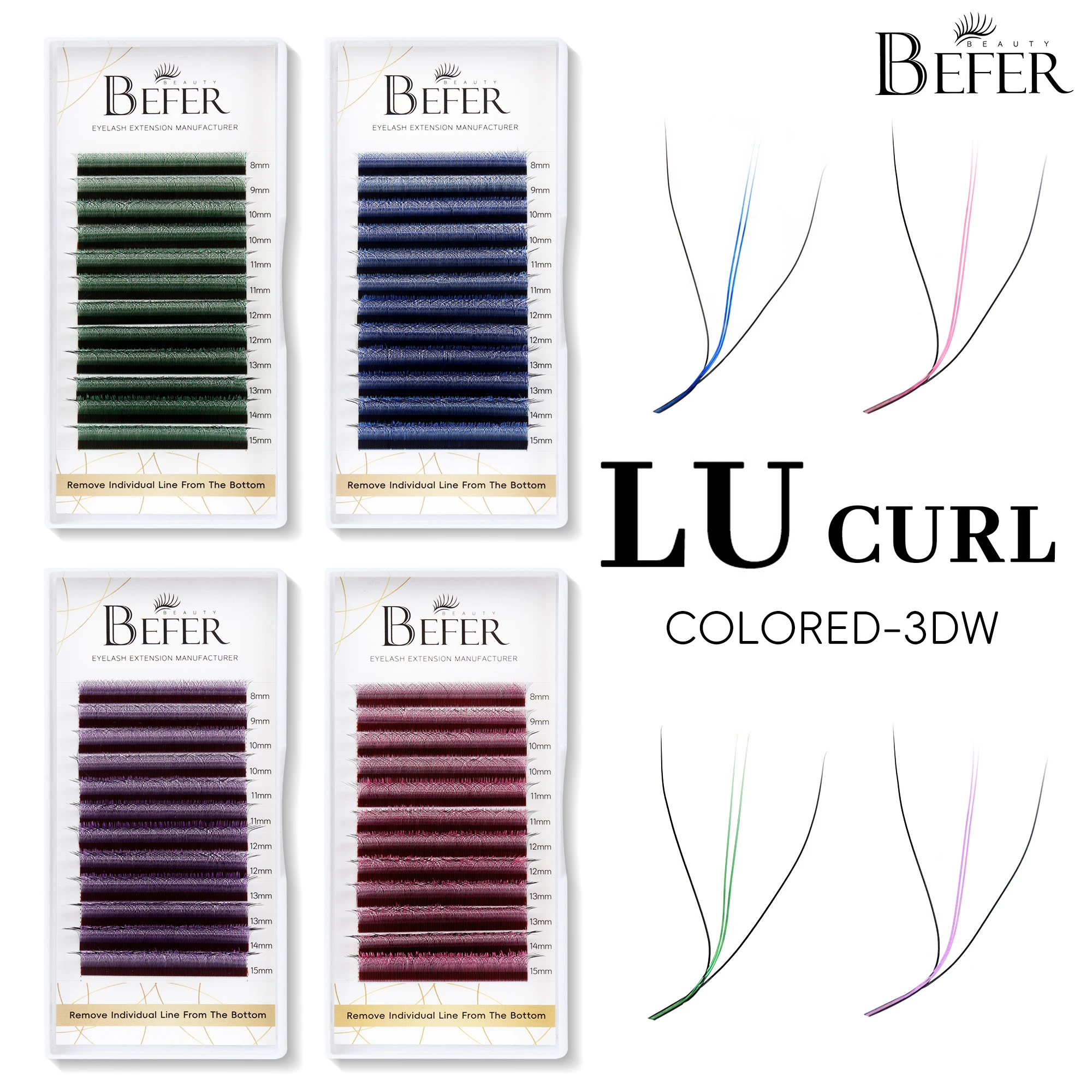 

Befer Beauty LU M Curl Eyelash Extensions Blue Colored Volume W Shaped Eyelashes High Quality Technologic Fiber Lashes Extension