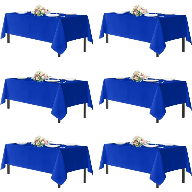 

Royal Blue Tablecloths for 6 Foot Rectangle Tables, 6 Pack - 60x102 Inch - Washable Fabric Cloth Table Cloth
