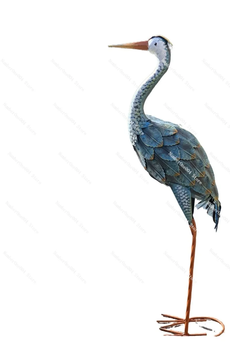 

American old retro blue wrought iron crane garden villa courtyard grass ornament landscape balcony decoration