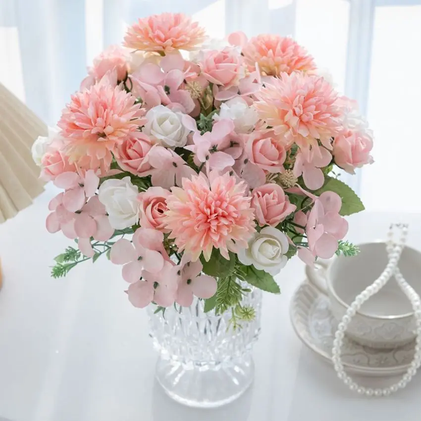 Artificial Flower silk Rose Home Vase Table dishgarden festival Party Outdoor Garden Wedding Bride Bouquet DIY Gift box Decorati