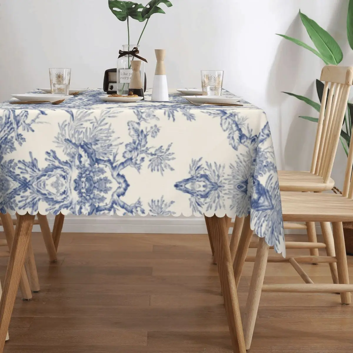 Toile De Jouy Patterns Tablecloth Rectangular Waterproof French Motif Table Cloth Cover for Banquet