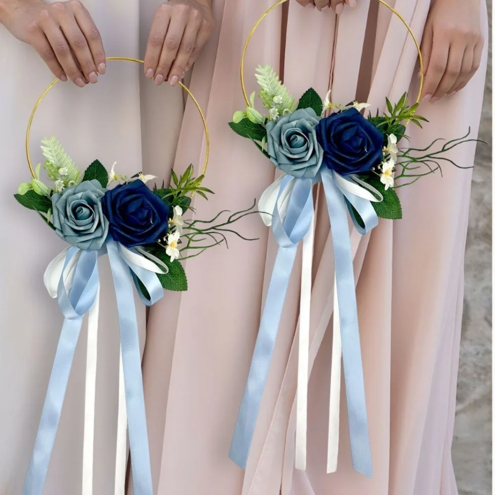 

Элегантная искусственная роза для невесты, ручной обруч, букет, железное кольцо, свадебный декор, реквизит