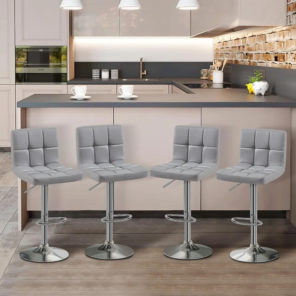 

Bar Stools 4pcs Modern Adjustable Kitchen Island Chairs Counter Height Barstools Swivel PU Leather Chair Black 30 Inches