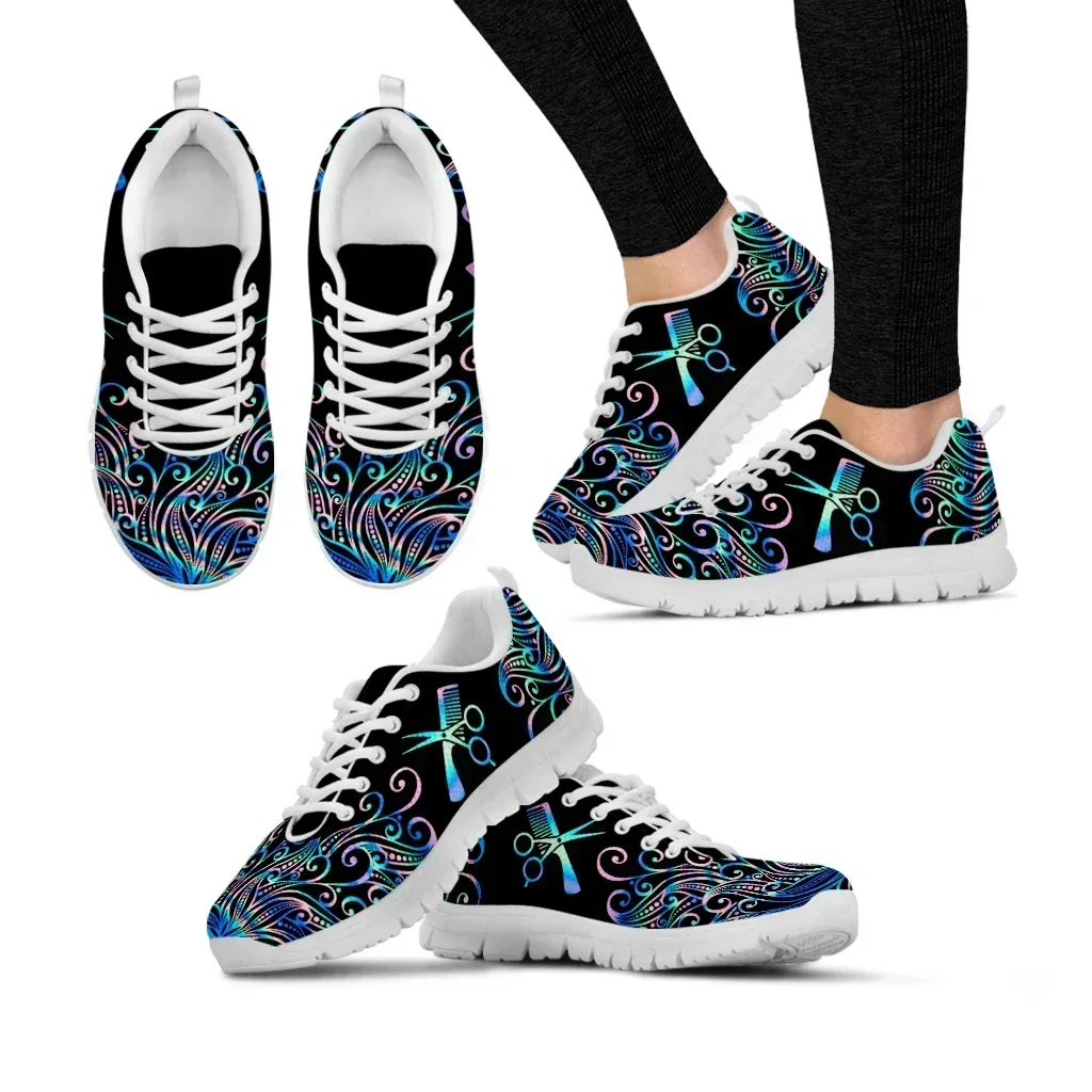 

Trendy Color Ombre Hairdressing Equipment Printed Lightweight Outdoor Shoes Black Platform Sneakers Casual Shoes