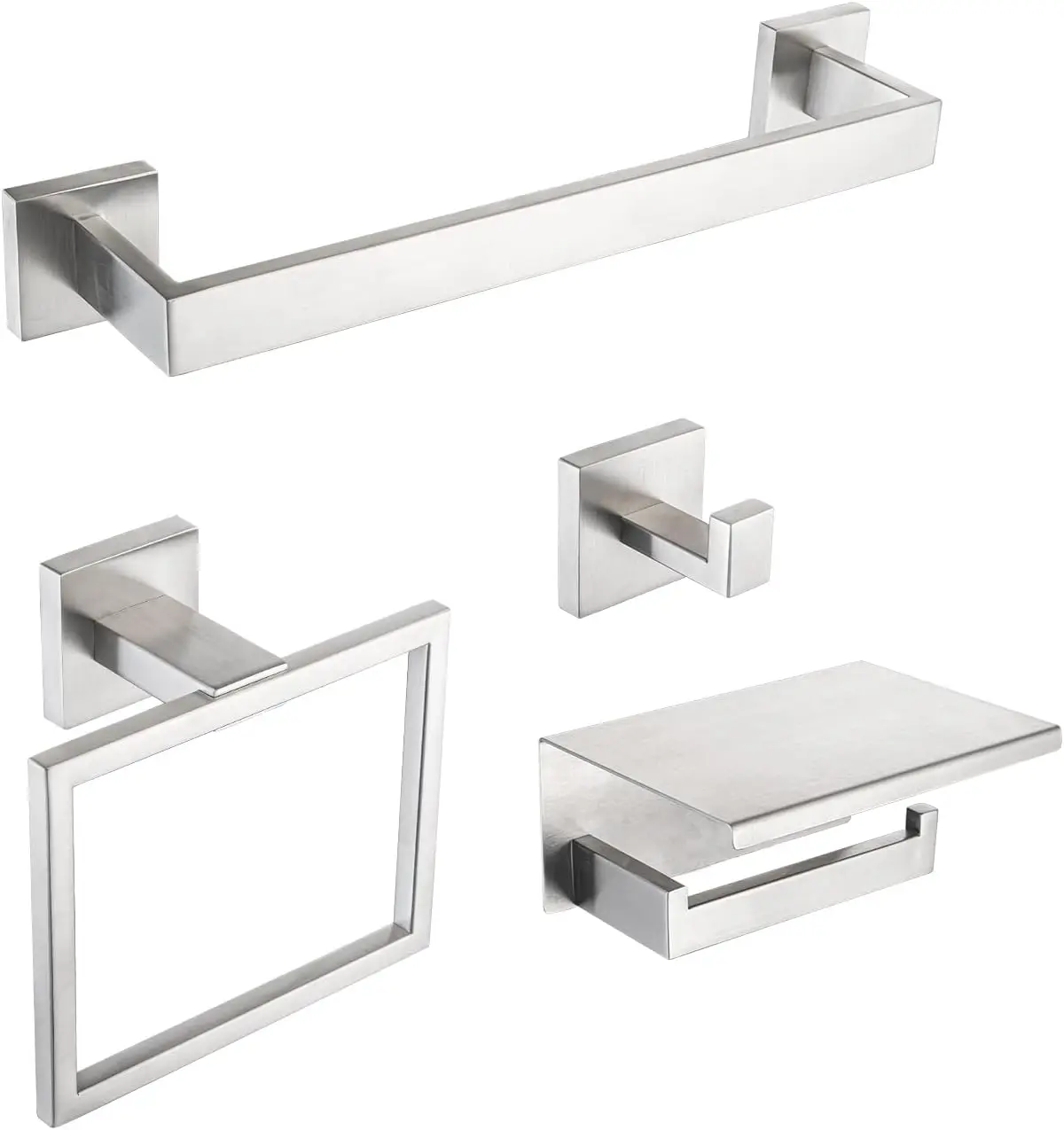 

Набор аксессуаров для ванной комнаты из 4 предметов из нержавеющей стали, настенный вешалка для полотенец и держатель для туалетной бумаги, отделка из матового никеля