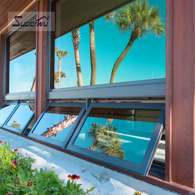 California NFRC hurricane proof Tempered Low-E Glass Thermal Break Aluminum Bathroom Awning Window