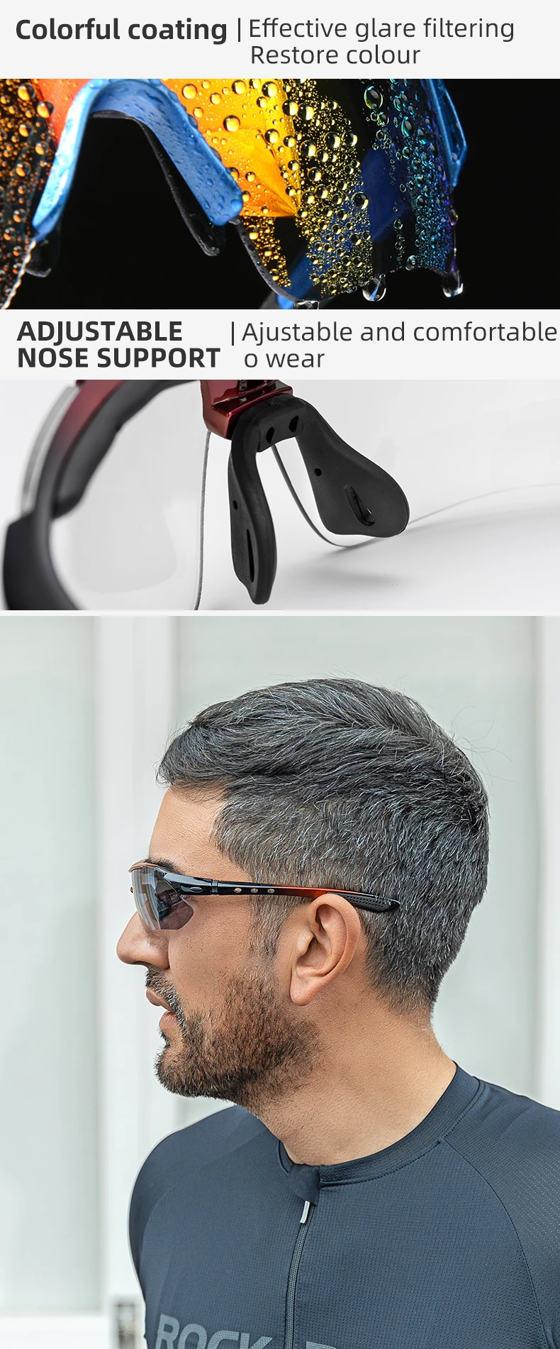 ROCKBROS Fahrrad Brille Photochrome Radfahren Sport Sonnenbrille Brillen Männer Frauen UV400 Outdoor MTB Rennrad Brille Gläser – Detail 14