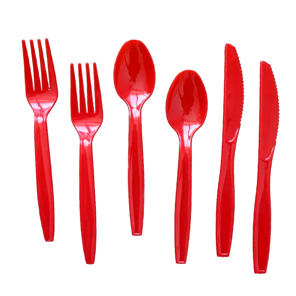 10/20/30/50 PCS Colored Disposable Tableware High Quality Fork Knife Spoon Birthday Party Family Gathering Supplies Wholesale