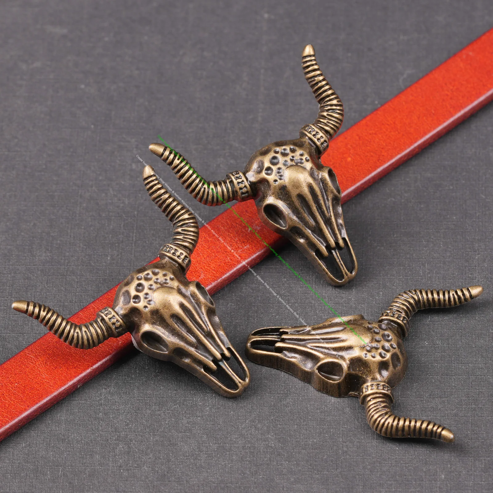 10x50*43mm Punk Biker Antik Silber Western Bull Head Longhorn Leder Craft Gürtel Zubehör Sattel Concho Knopf Schraube zurück – Detail 10