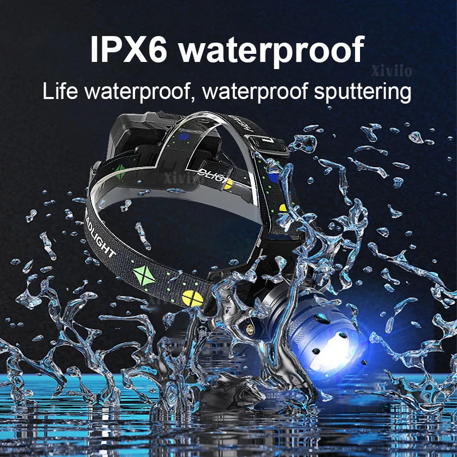 18000000LM Most Powerful LED Headlight Super Bright 3500M Zoom Tactical Lantern Rechargeable Outdoor Camping Fishing Flashlight