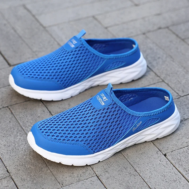 YRZL Herren Halbe Hausschuhe Sommer Atmungsaktive Mesh Herren Schuhe Outdoor Casual Wanderschuhe Slip on Flache Leichte Mesh Hausschuhe Sandalen – Detail 2