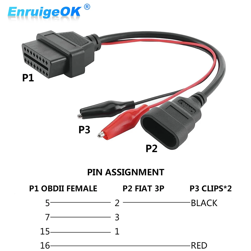 

3Pin to 16Pin OBD2 Cable for Fiat Alfa Lancia Connector Car Extension Diagnostic repair tool adapter OBDII Cable