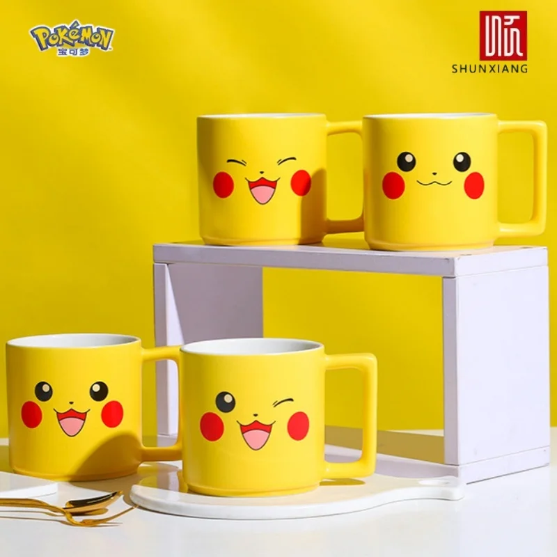 

SHUNXIANG Pokémon Pikachu Coffee Mug Cartoon Ceramic Mug with Handle Cute Water Cups for Kids Breakfast Milk Cups Home Drinkware