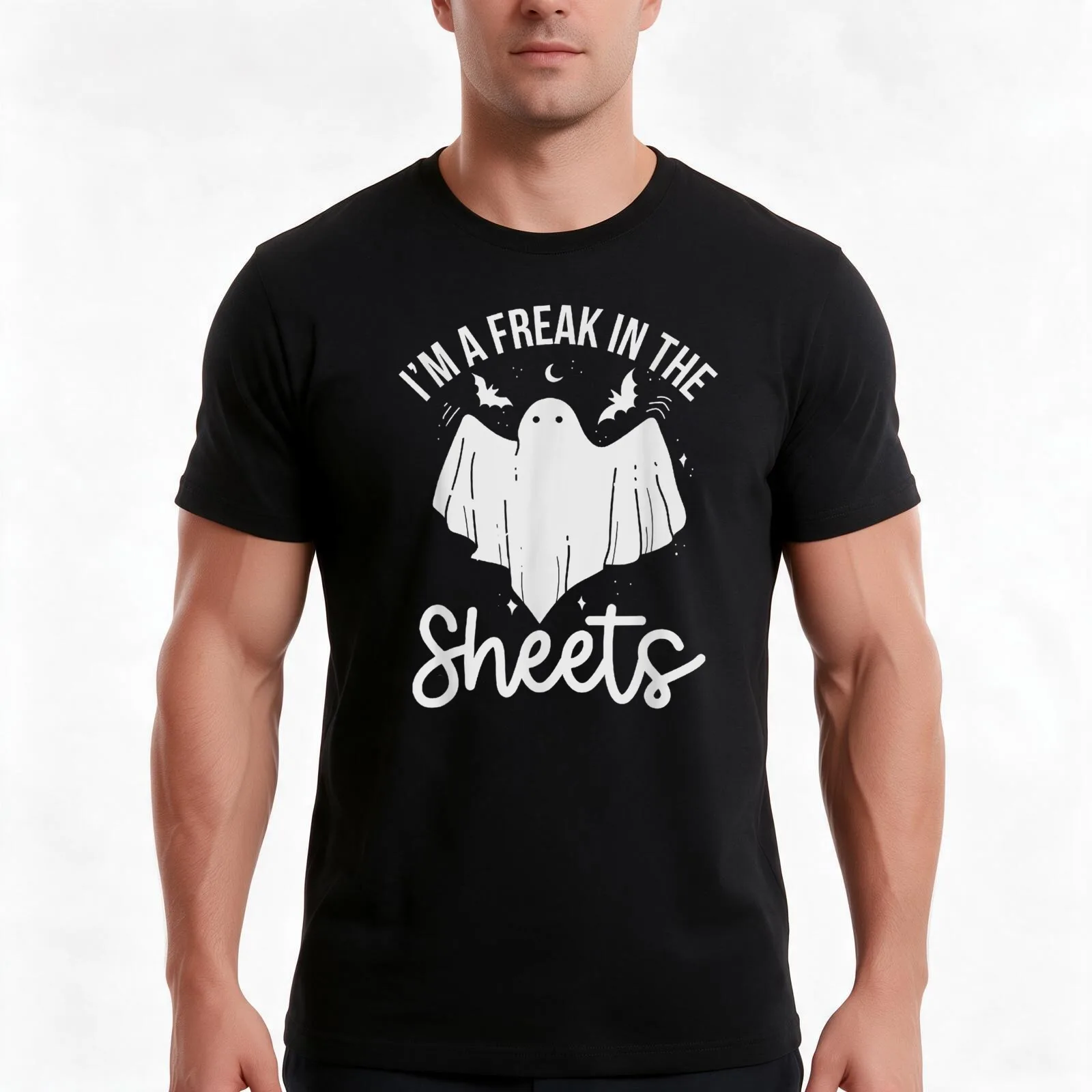 Halloween Im A Freak In the Sheets T-Shirt, Summer Casual Cotton Tee, Oversized Streetwear Tops, Vintage Graphic Print