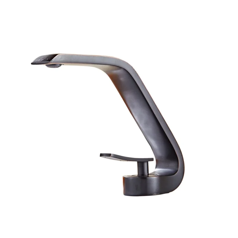 

Fashion creative black washbasin hot and cold faucet, brass curved bathroom washbasin mixed faucet