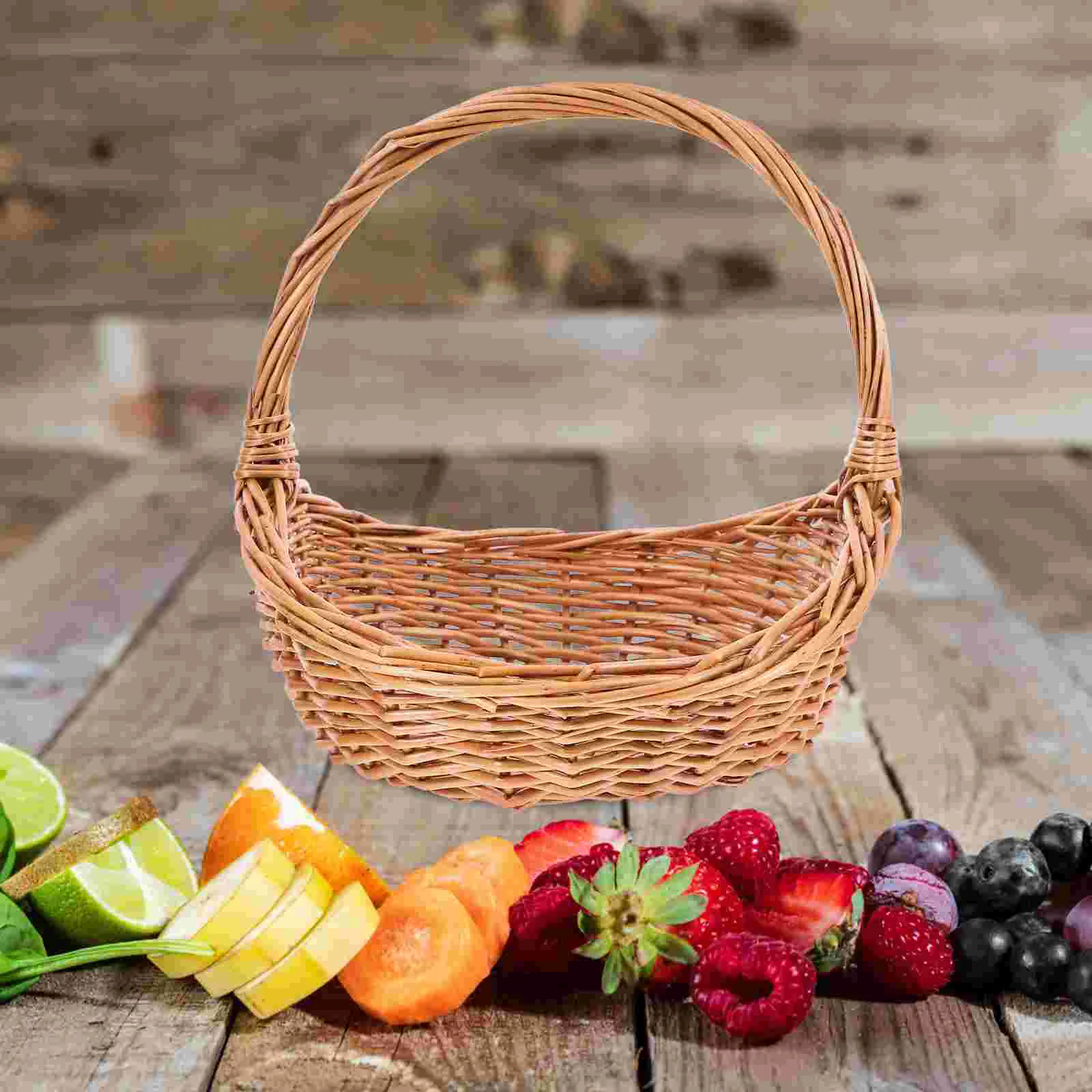 Picnic Basket Handheld Fruit Woven Delicate Grocery Camping Manual Wear-resistant Storage